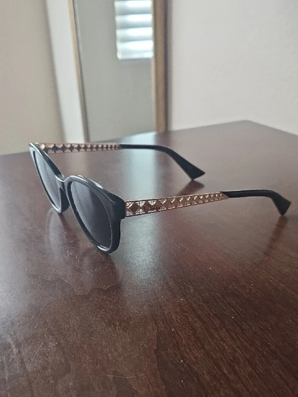 Dior Black Frame Sunglasses with Gold Temples